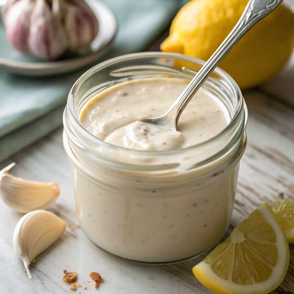  Creamy tahini yogurt sauce for the Glow Bowl Recipe.