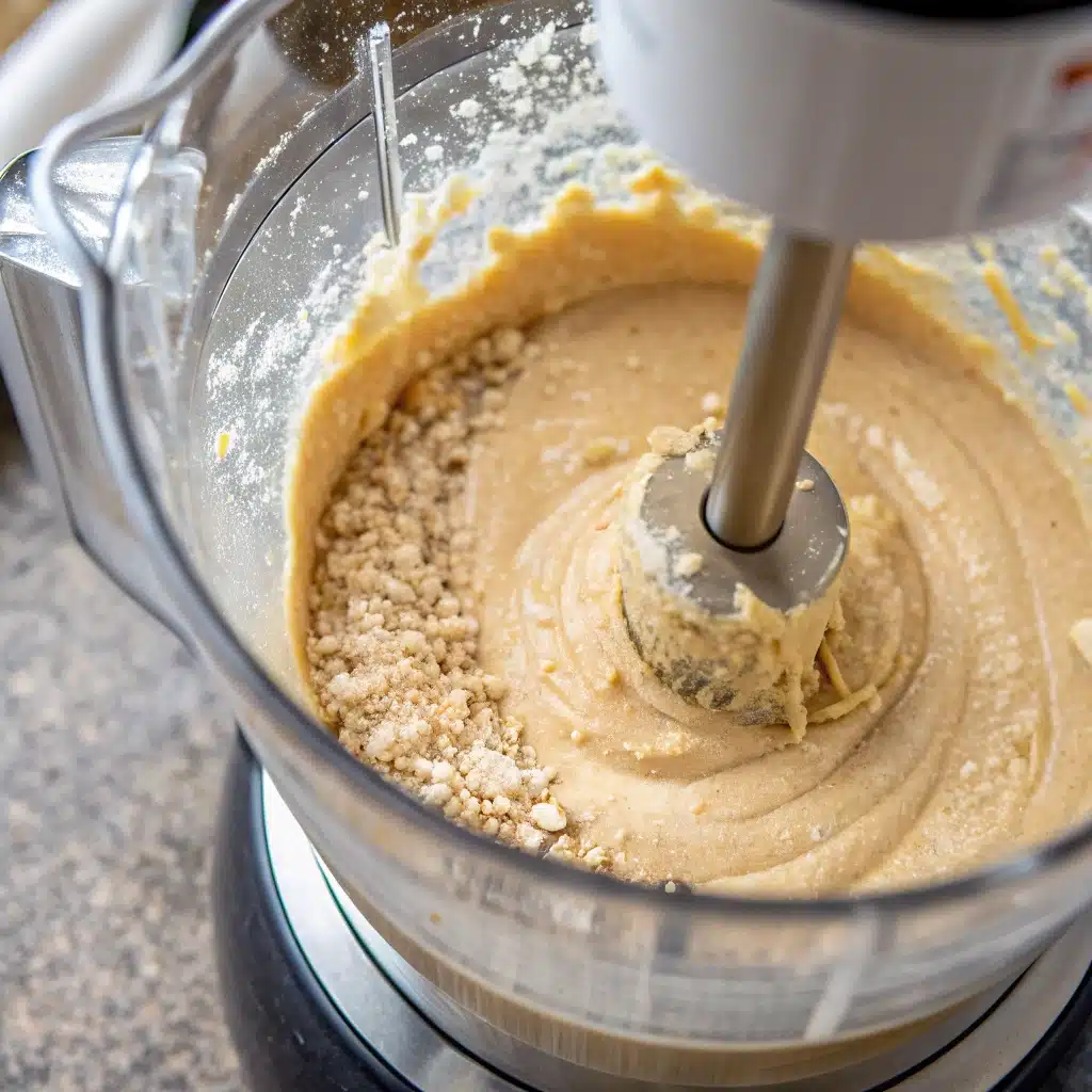 Blending all the ingredients in a blender to create a smooth batter for Oat Flour Pancakes.