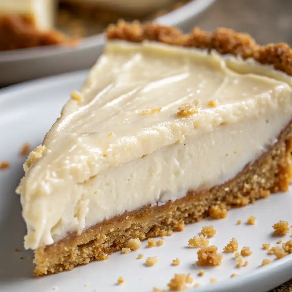 A close up slice of pie featuring the textured Oatmeal Pie Crust.