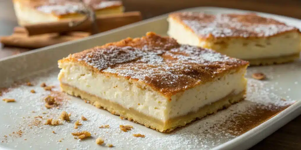Gluten-Free Sopapilla Cheesecake Slice on Wooden Table