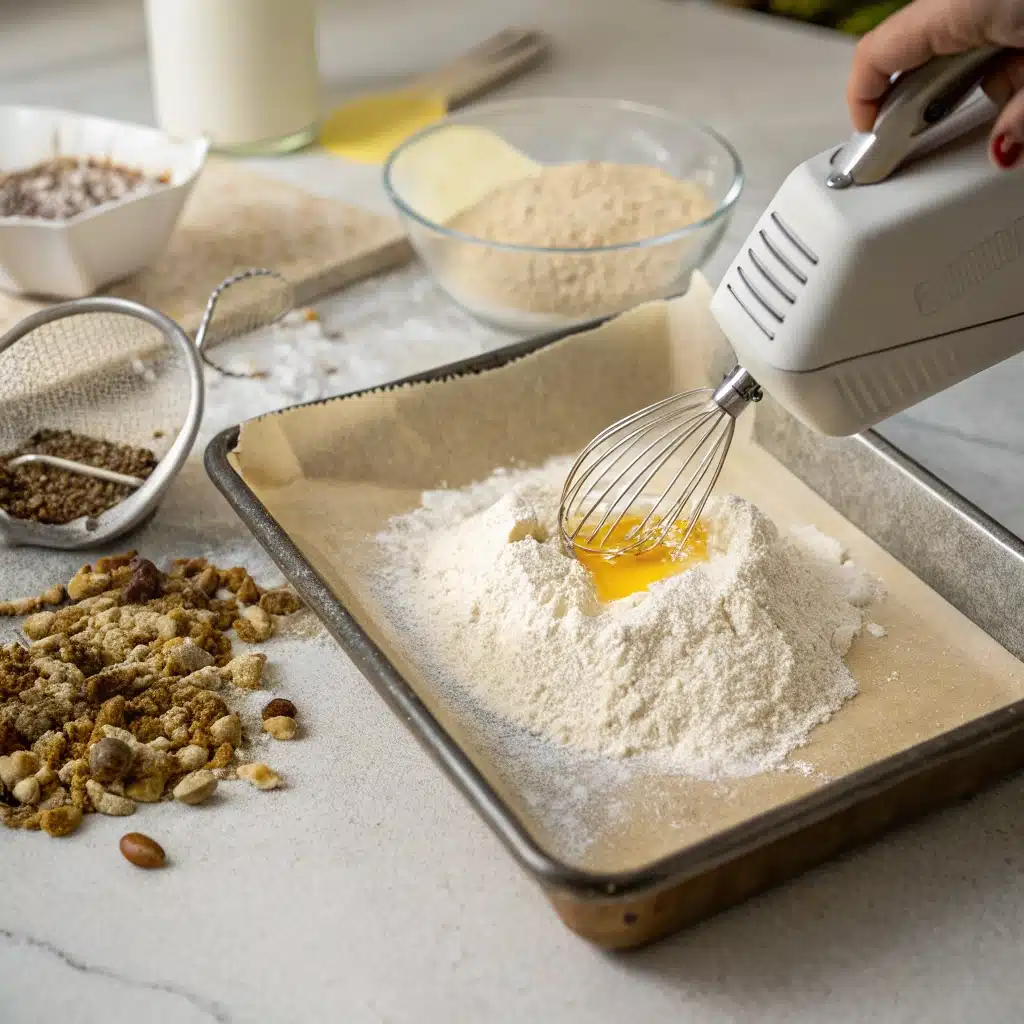 Mixing butter and sugar for gluten free Red Velvet Brownies