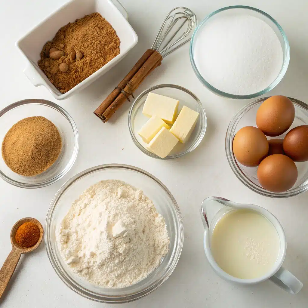 Ingredients for gluten free cinnamon coffee cake