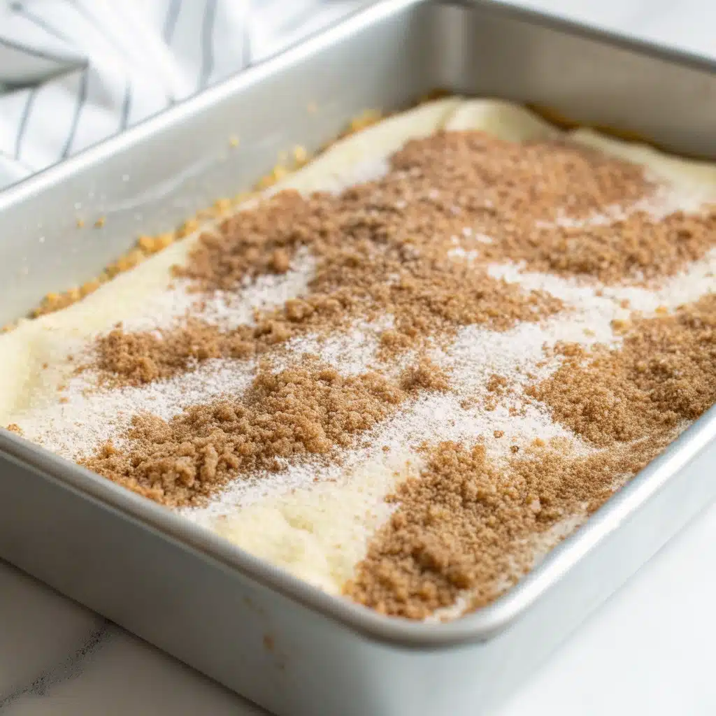 Layering cinnamon sugar between cake batter