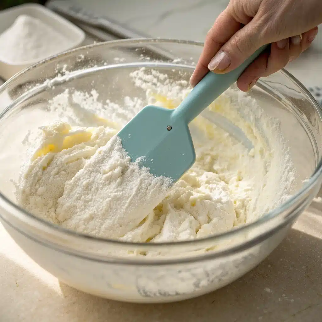 Folding dry ingredients into gluten-free angel food cake batter