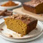 A perfect slice of moist gluten-free pumpkin bread on a plate.