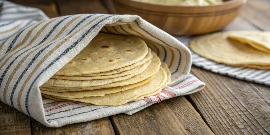 A beautiful stack of soft and flexible homemade Gluten-Free Tortillas.