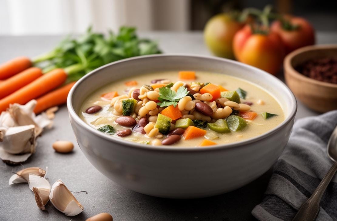 Gluten-Free Vegan Creamy Vegetable Minestrone soup