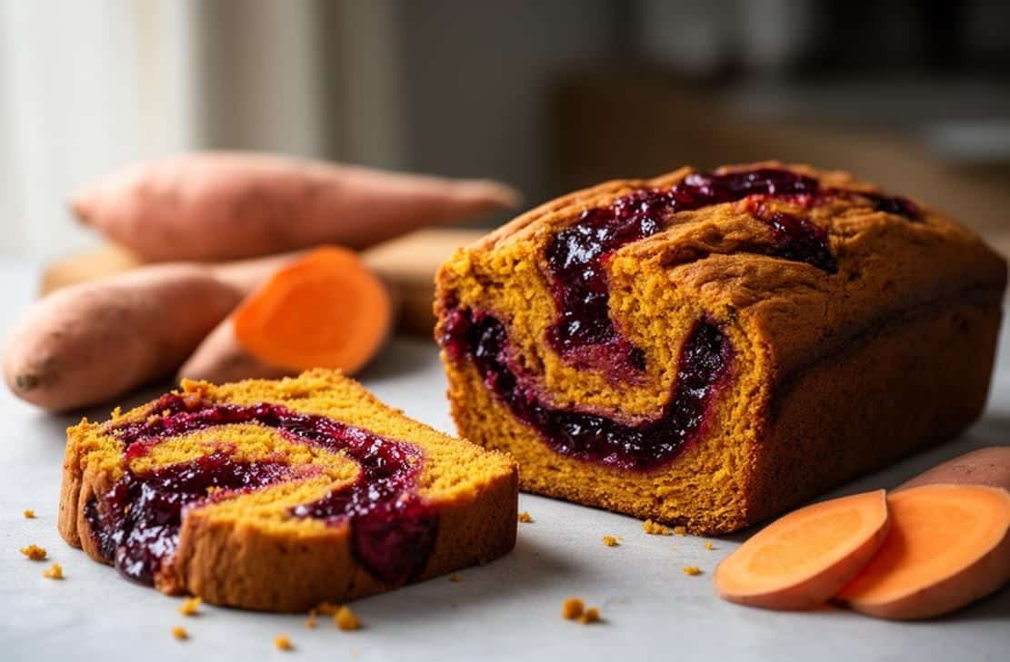 Jam Swirled Sweet Potato Bread