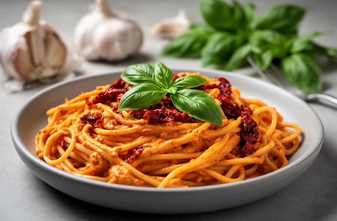 creamy sun-dried tomato vegan pasta