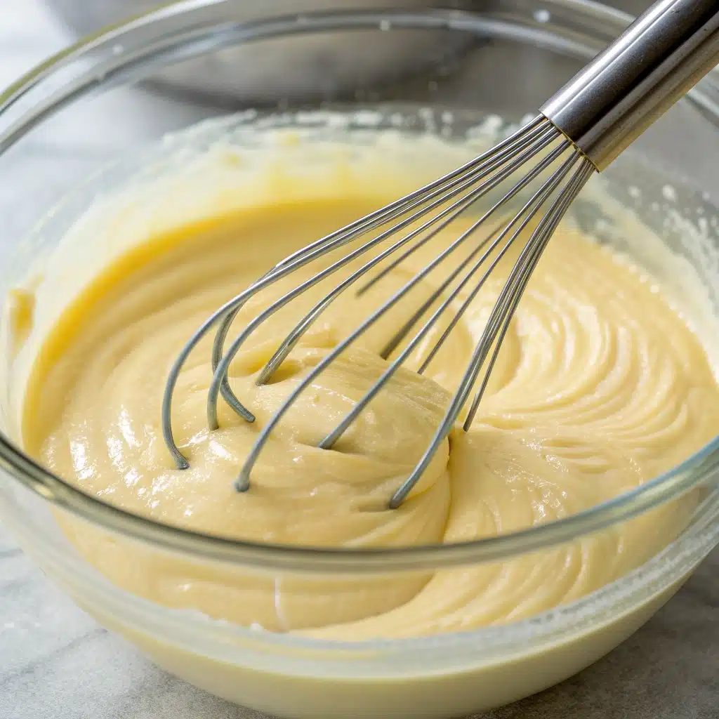 Mixing the batter for gluten free waffles.
