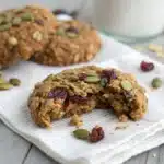 A bite taken out of a gluten free energy cookie.