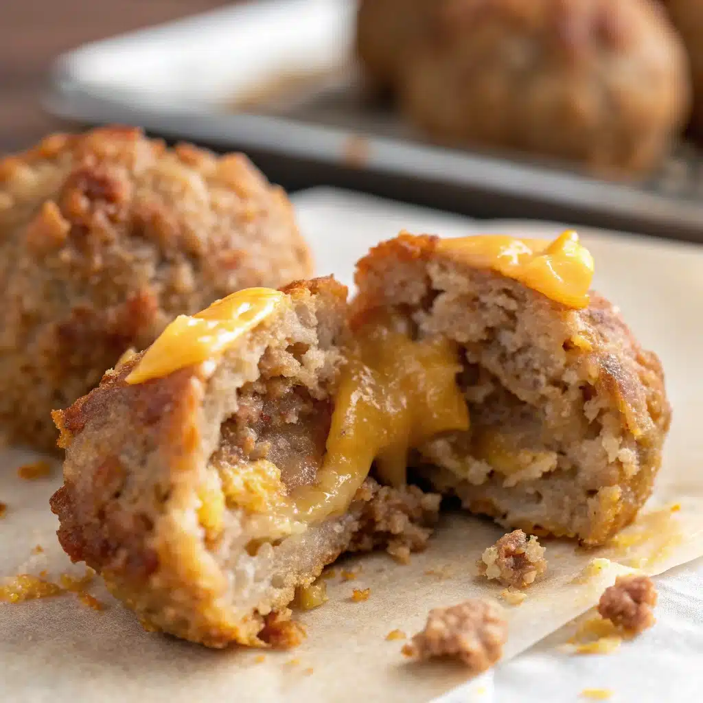  Inside texture of a cooked gluten free sausage ball.