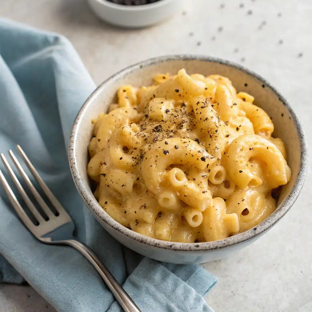 A bowl of homemade gluten free mac and cheese.