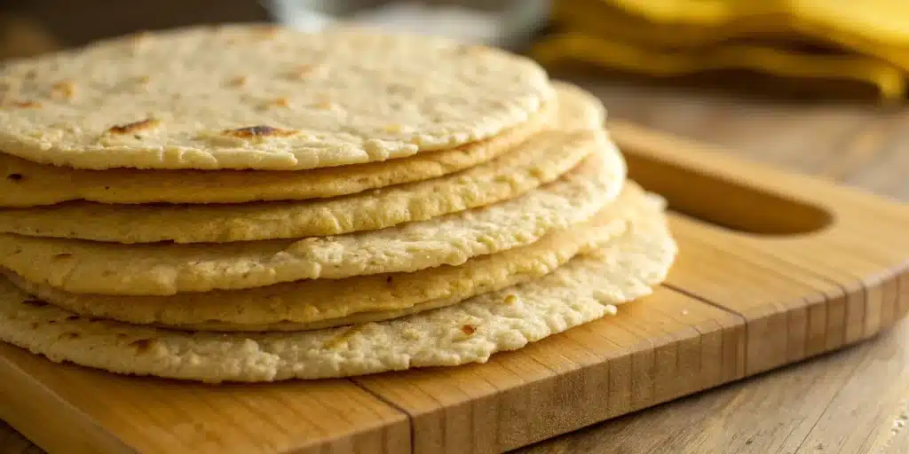 Stack of flexible gluten free quinoa flatbreads.