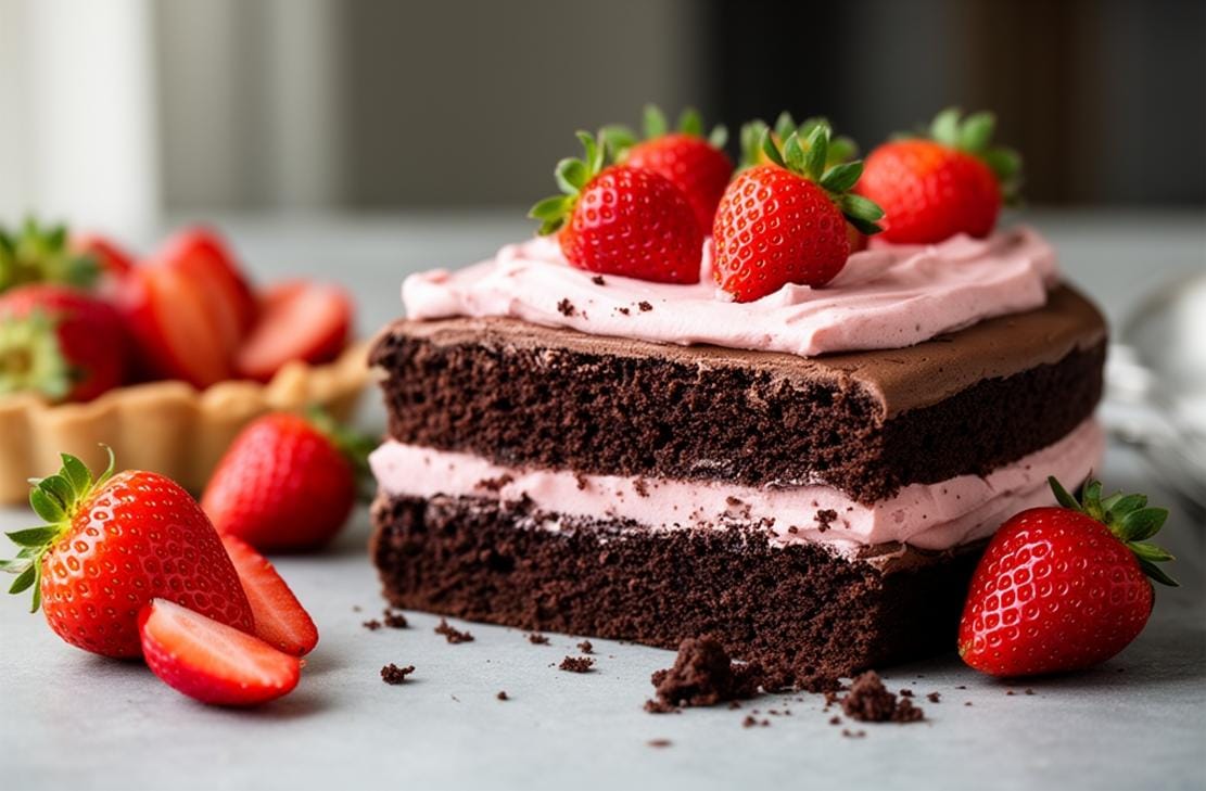 Chocolate Cake with Strawberry Buttercream