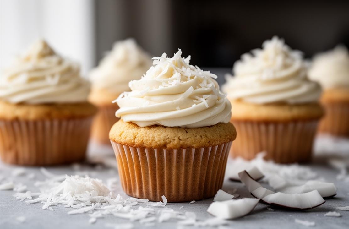Frosted Gluten Free Coconut Cupcakes