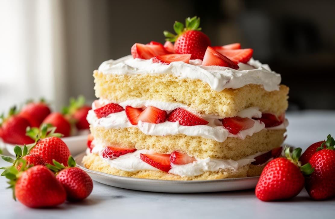 Sweet Strawberry Shortcake Cake